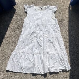 KIRUNDO Women Sleeveless Ruffle Round Neck Loose Short Flowy Pleated Mini Dress